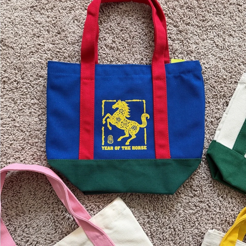 99 Ranch Mini Tote Bags set of 6 Blue Red Green Yellow Pink New With Tags - Picture 3 of 4